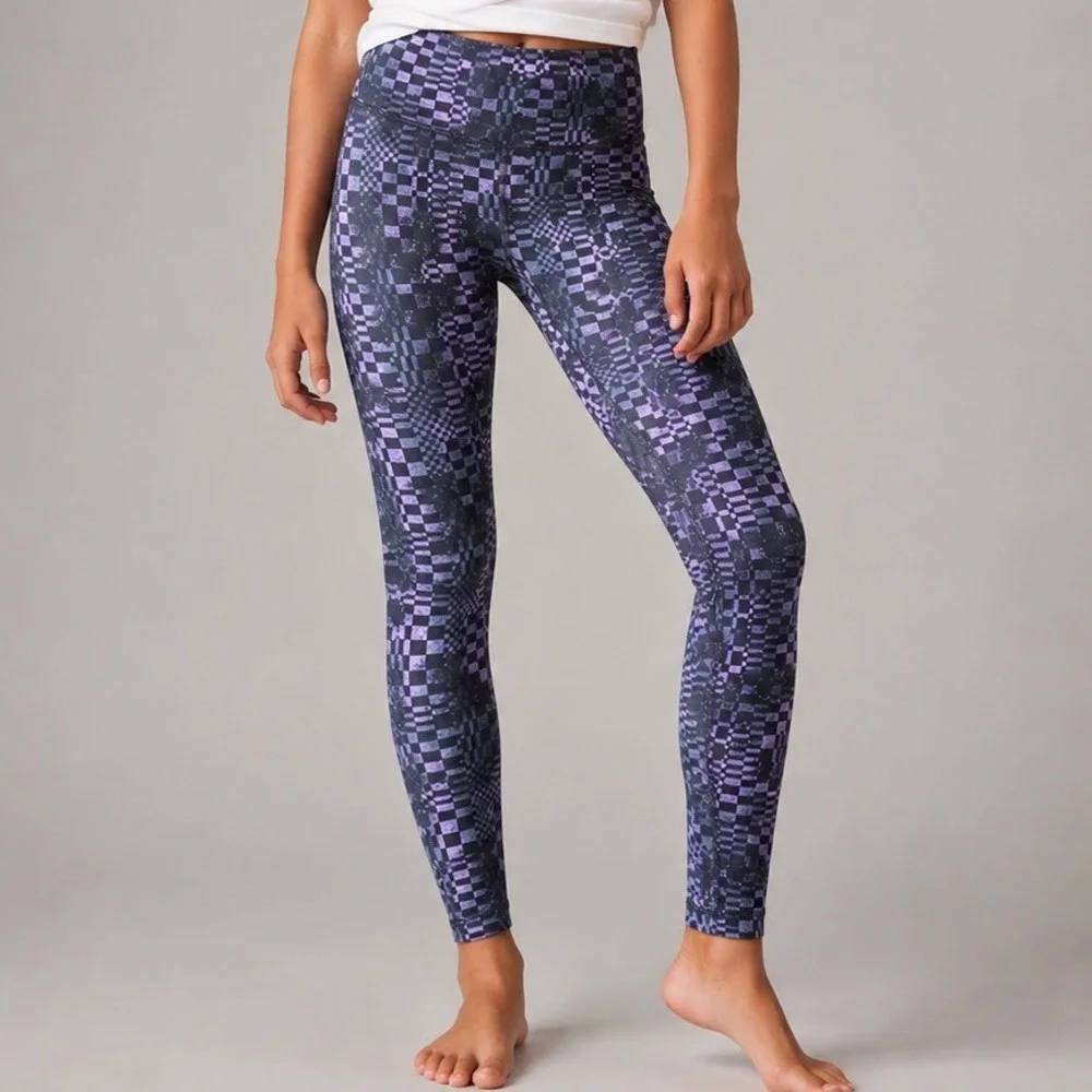 Athleta Girl High Rise Chit Chat Tight Purple Checkered Leggings Size M 8-10 CR5